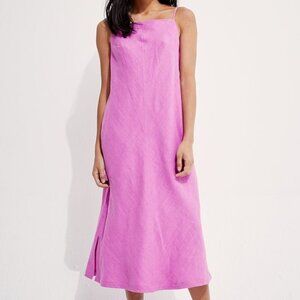 Back Beat Co. Linen Apron Dress, pink/purple, midi length, size small